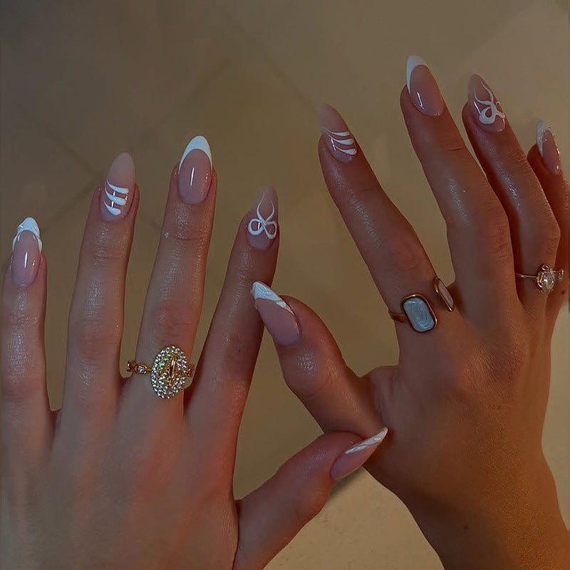 Artistic Press-On Nail Set with Elegant Designs kalsten