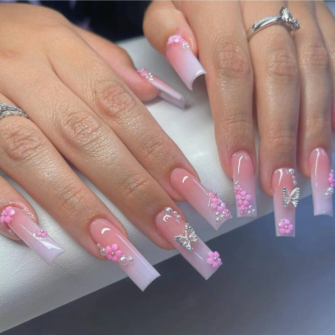 Ornate Butterfly-Inspired Acrylic Nail Extensions Kalsten