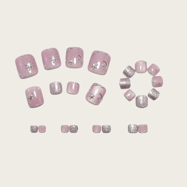 Nail art set with silver star and glitter accents Kalsten