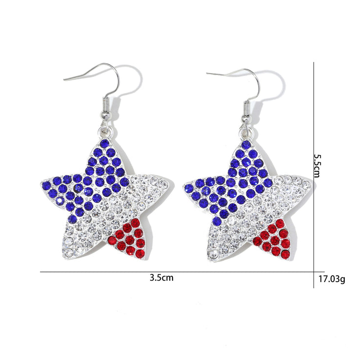 Women's star-shaped enamel earrings with USA flag motif and gold-plated fish Kalsten