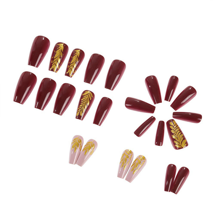 Elegant artificial nails with gold decoration Kalsten