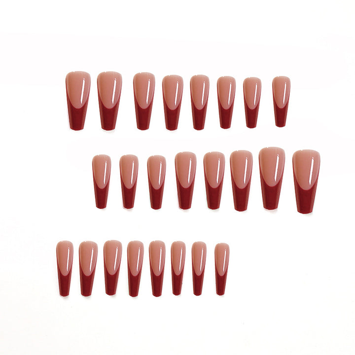Elegant artificial nails with high-gloss finish and prominent French tip Kalsten