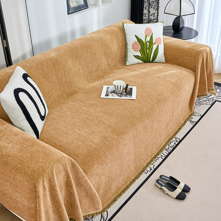 Textured Herringbone Pattern Sofa Throw Blanket