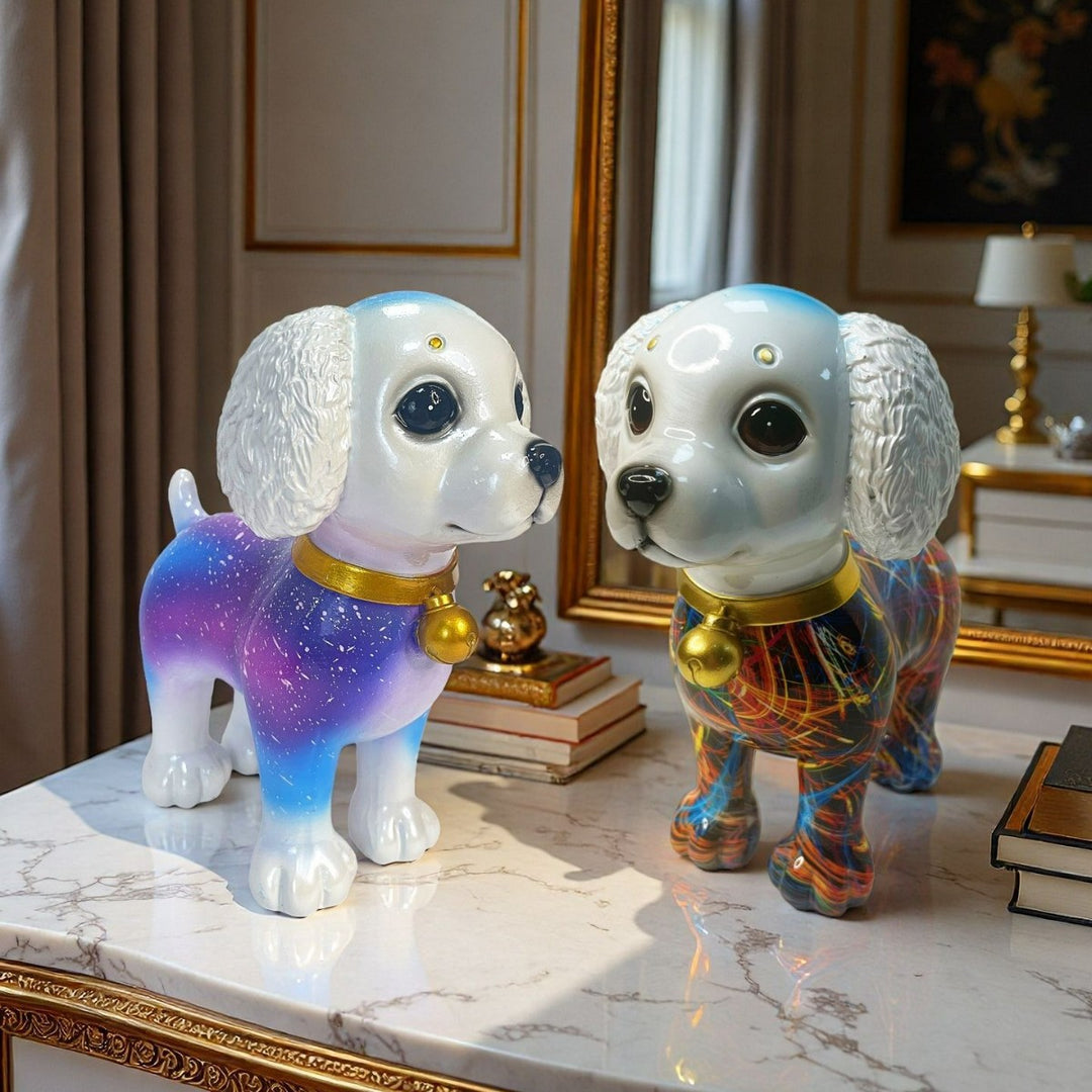 Artful dog sculpture with colorful design Kalsten