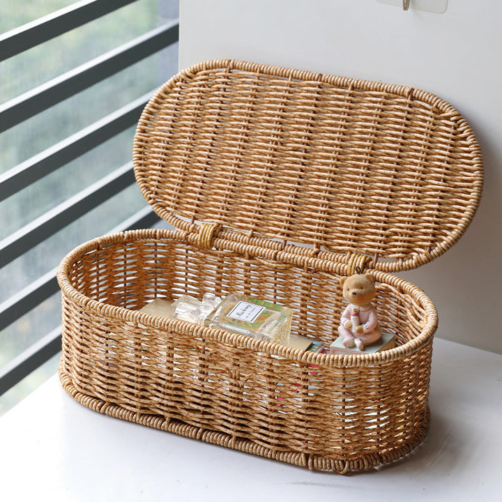 Oval Handmade Wicker Storage Basket Kalsten