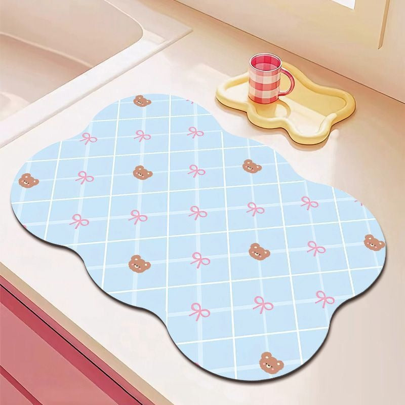 Cartoon Bear-Themed Kitchen Mat