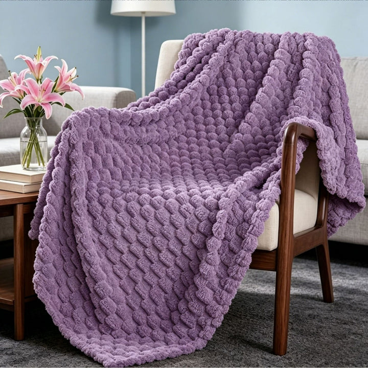 Premium Textured Plush Throw Blanket