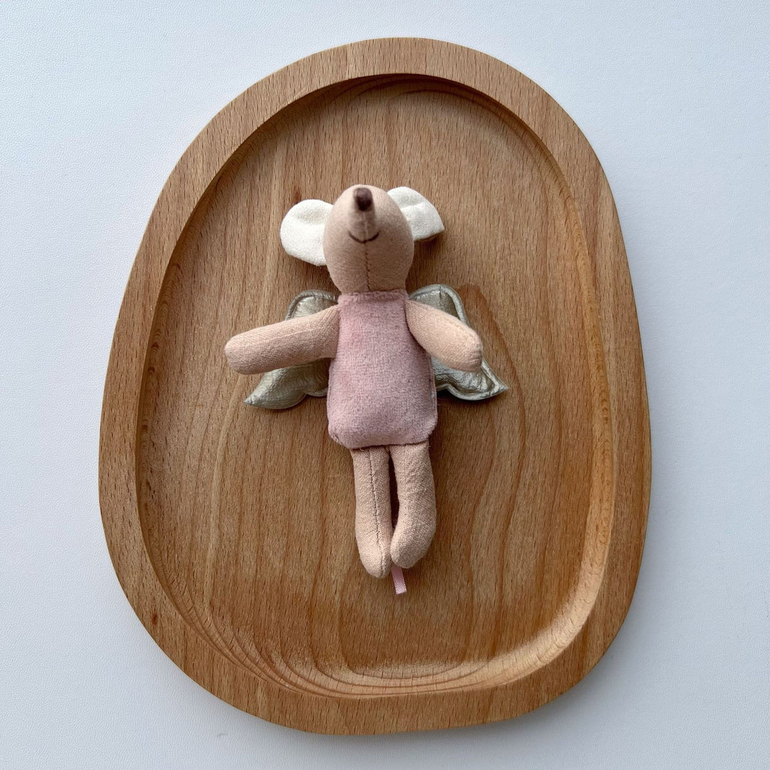 Miniature Artisan Fabric Mouse Doll with Winged Cape