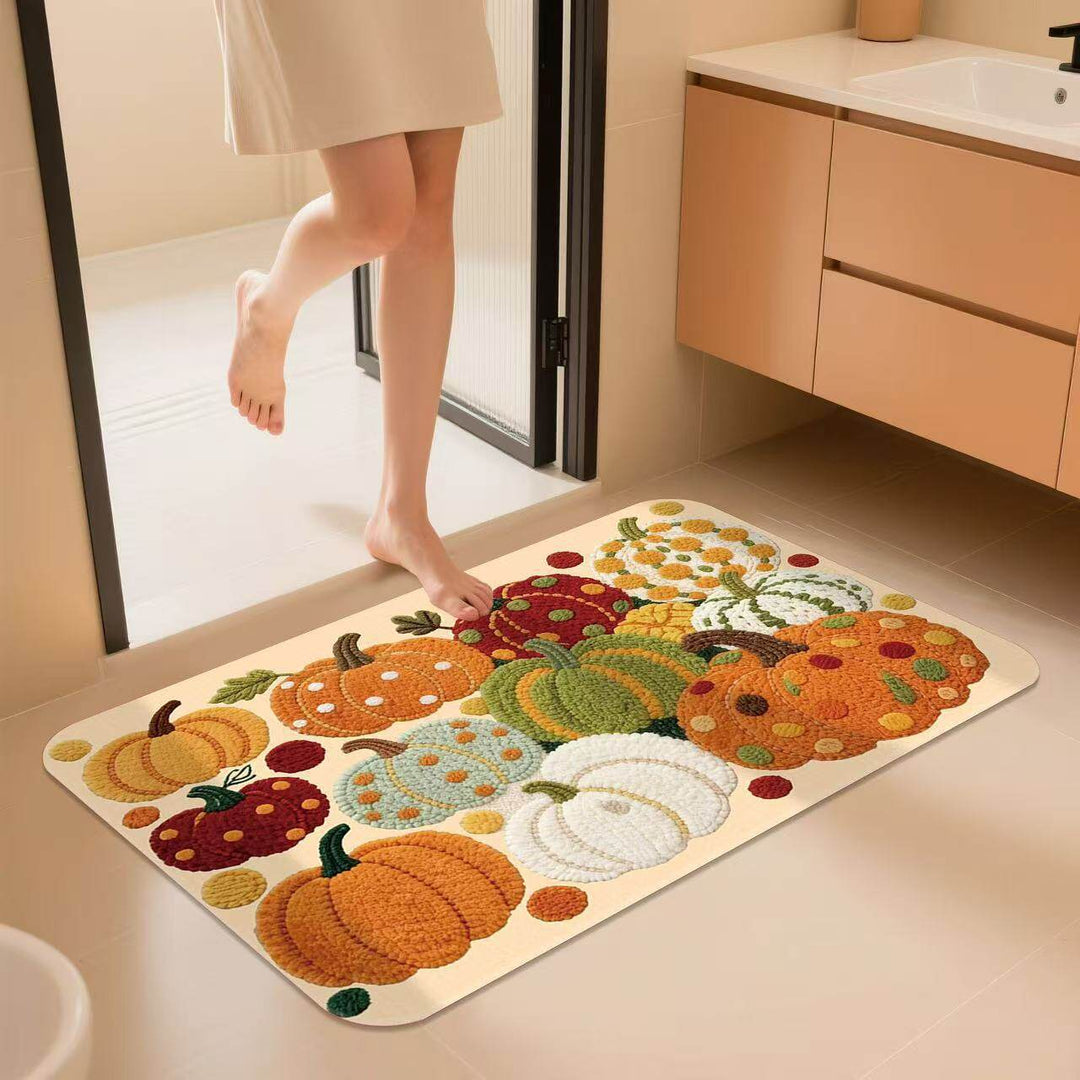 Pumpkin-Themed Bath Mat Kalsten