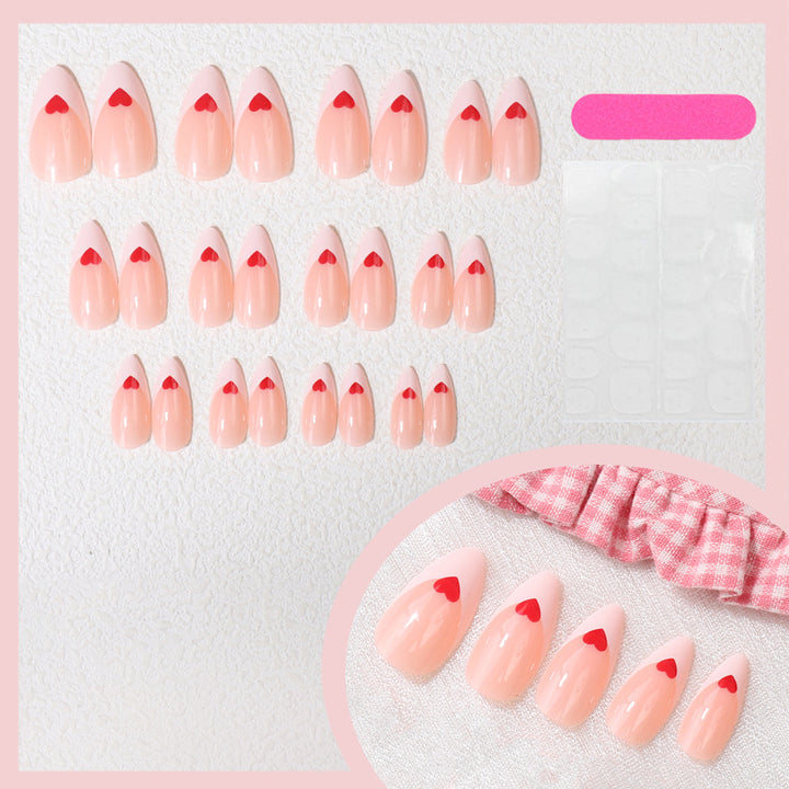 Heart-Pattered Press-On Nail Art Kalsten