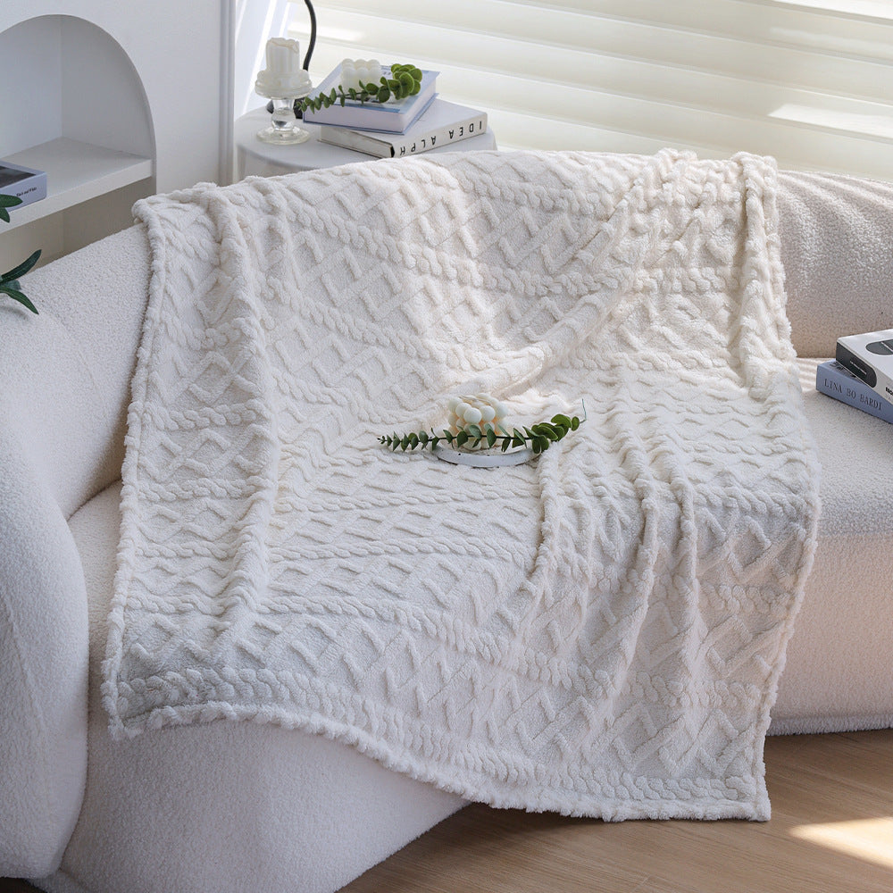 Square plush cushion cover with Scandi braid pattern and extra soft Sherpa quality Kalsten