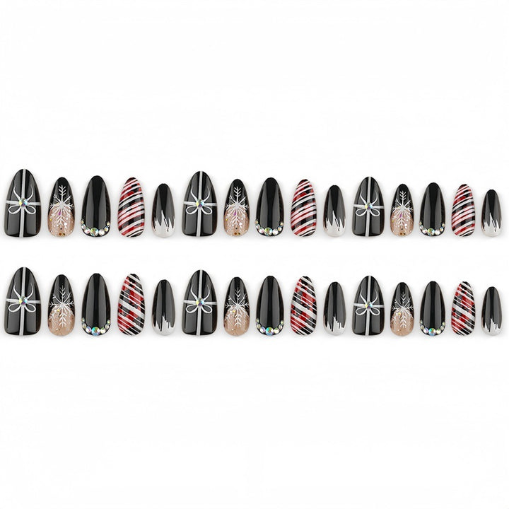 Artificial nail set with festive design and glitter accents Kalsten
