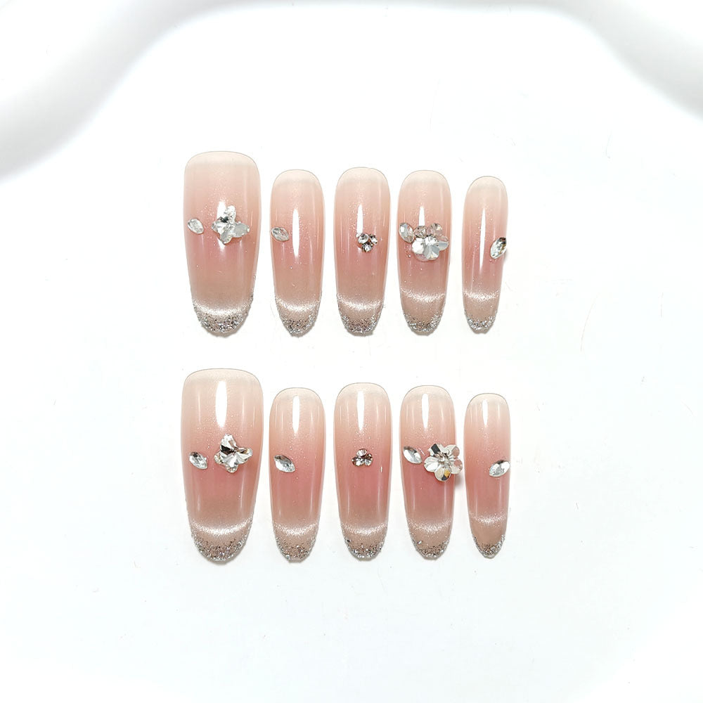 Glamorous artificial nails with rhinestone decorations Kalsten