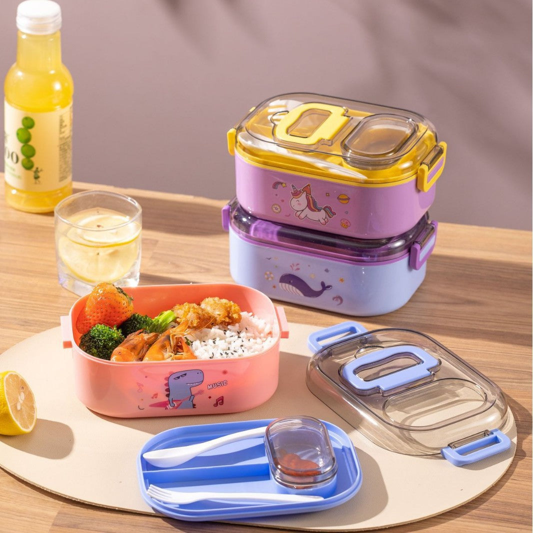 Cartoon-Themed Multi-Compartment Lunch Box