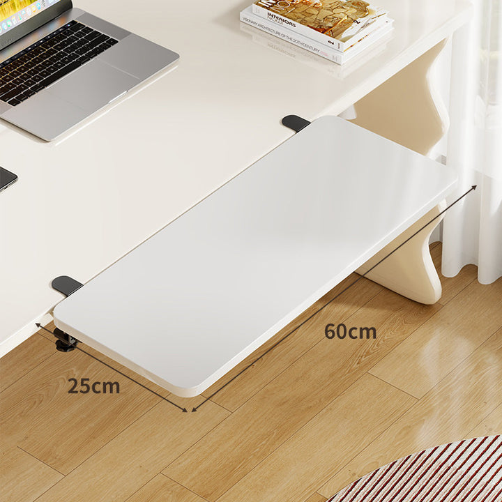 Under-Desk Bamboo Slide-Out Work Surface Clamp-Mounted Keyboard & Mouse Platform