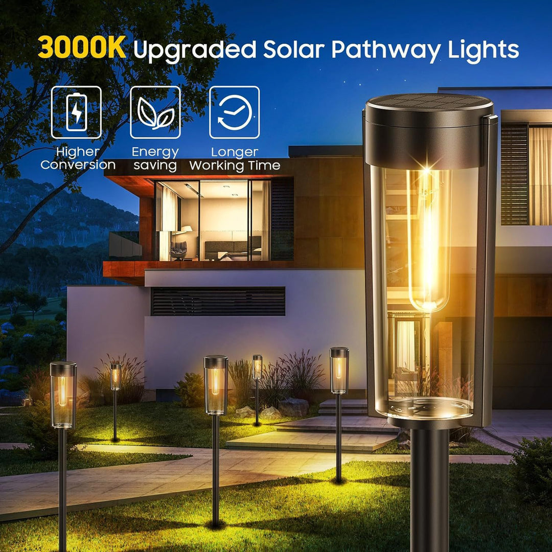 Weatherproof Garden Post Lantern With Vintage Filament-Style Bulb And Tempered Glass Panels Kalsten