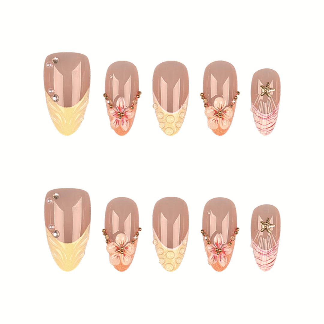 Decorative Floral Accent Press-On Nails