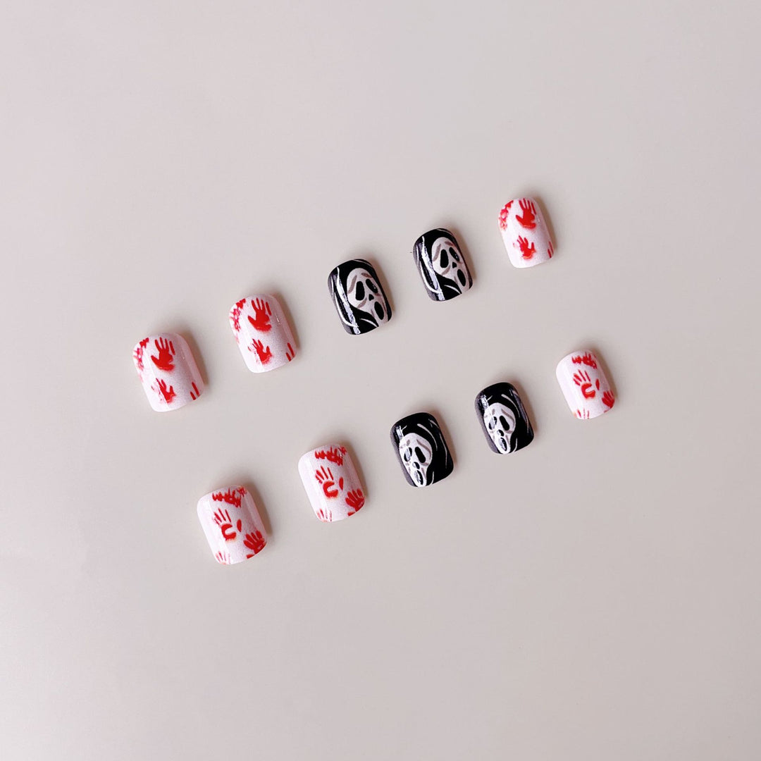 Creative Halloween Nail Art Set with Creepy Designs and Sparkling Accents Kalsten