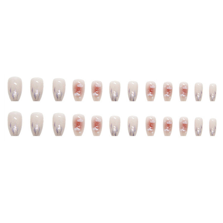 Artificial nail set with floral design and glitter accents Kalsten