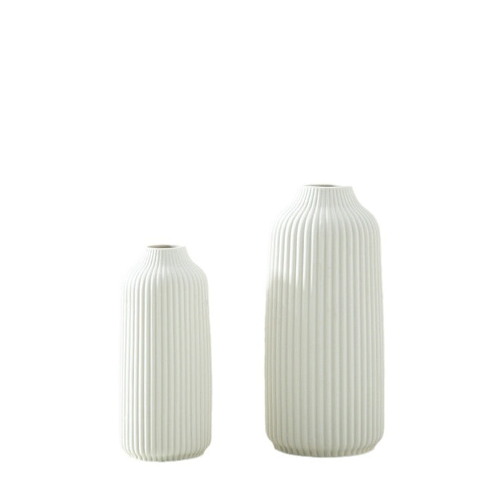 Elegant Ribbed Ceramic Decorative Vase Kalsten
