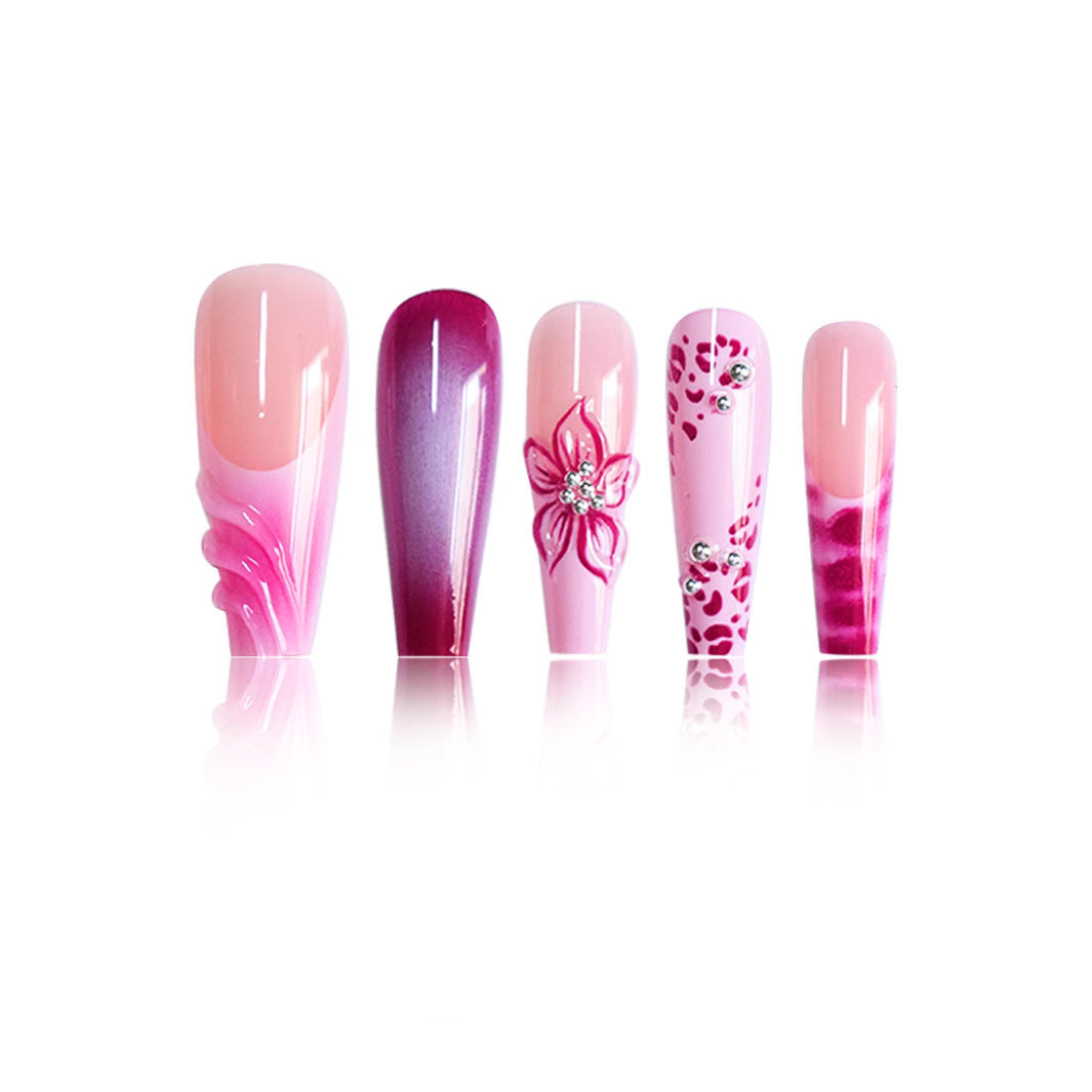 Floral Decorative Press-On Nail Art Kalsten