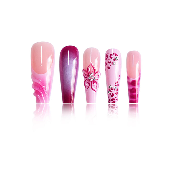 Floral Decorative Press-On Nail Art Kalsten
