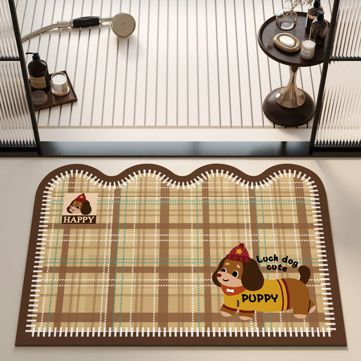 Playful Puppy Themed Bath Mat Kalsten