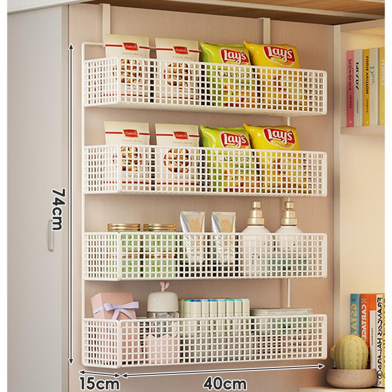 Wall-Mounted Grid Mesh Stacked Tiered Pantry and Bathroom Storage Baskets