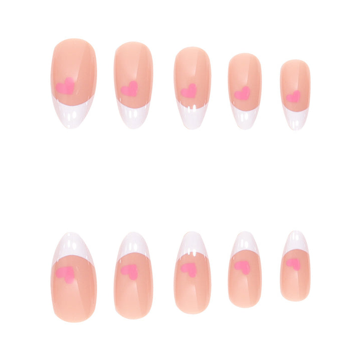 Elegant Heart-Accent French Tip Press-On Nails Kalsten