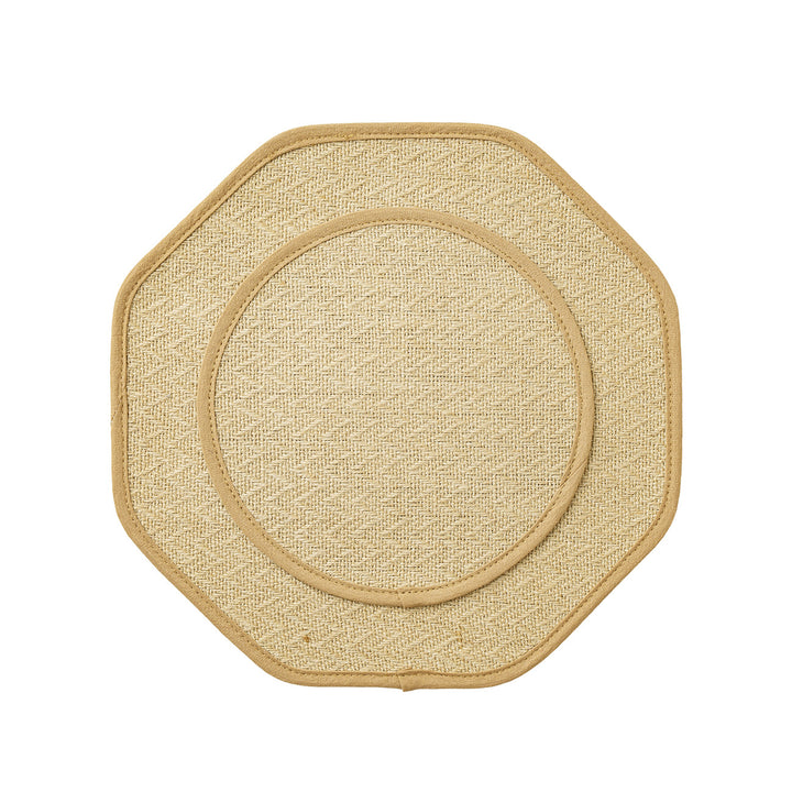 Straw sun hat with wide octagonal brim and cotton inner band Kalsten