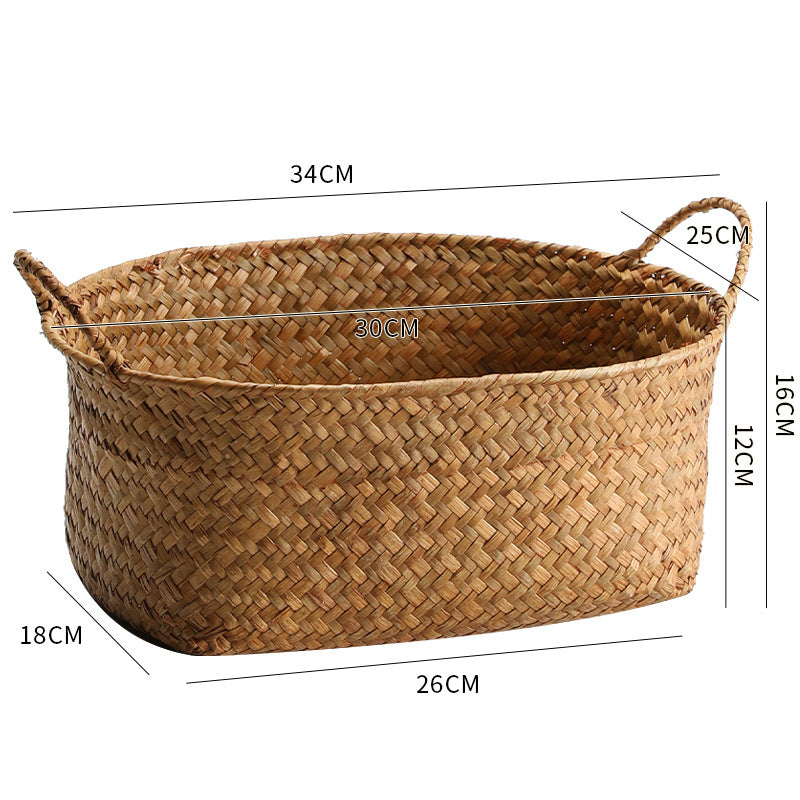 Natural Woven Storage Basket with Ergonomic Handles Kalsten