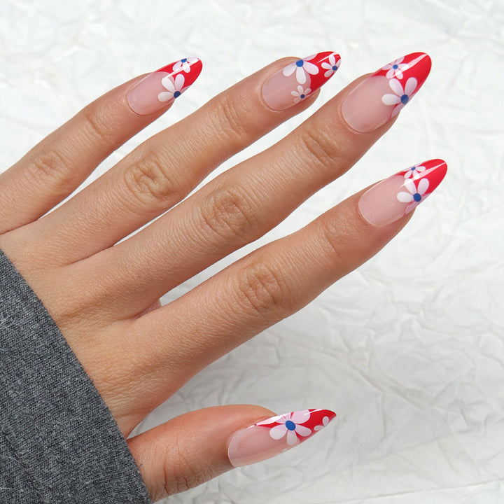 Floral Patterned Stiletto Press-On Nails Kalsten
