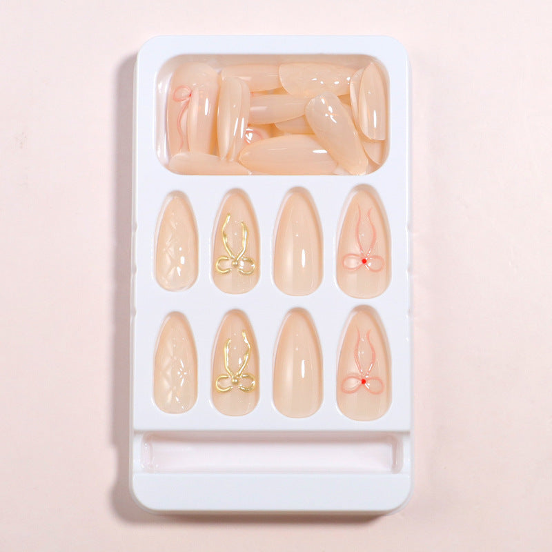 Decorative Press-On Nail Art Set with Bow Highlights Kalsten