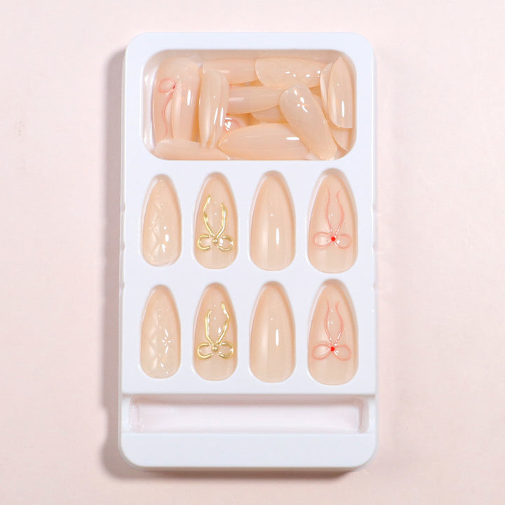 Decorative Press-On Nail Art Set with Bow Highlights Kalsten