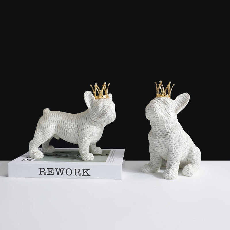 Decorative Dog Figurine with Crown
