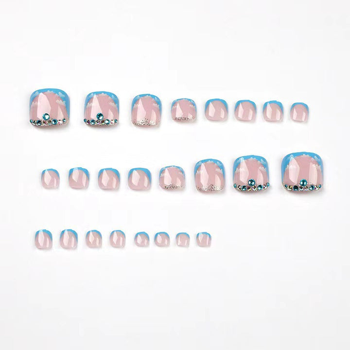 Artistic Press-On Toenails Set with Cloud Design
