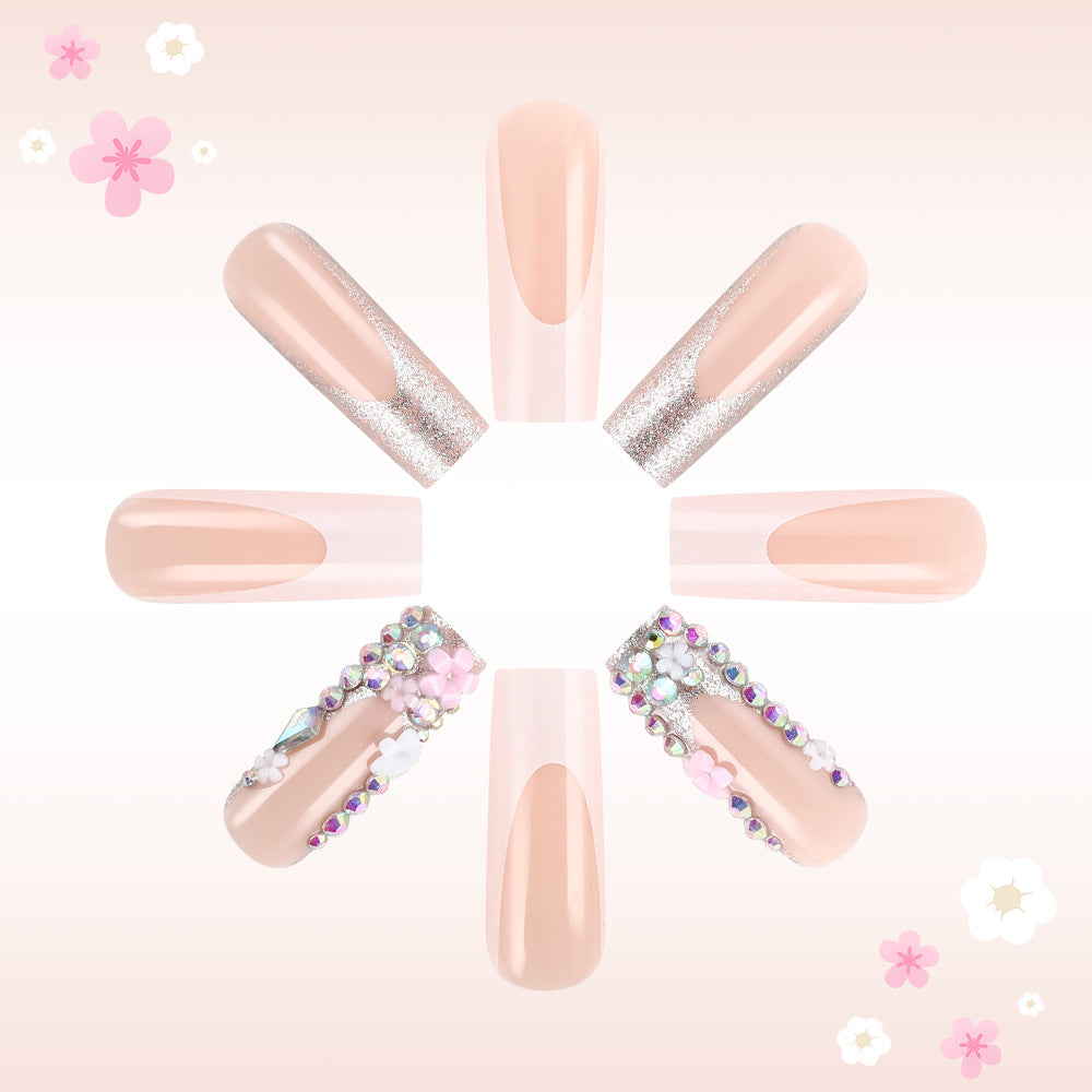 Artistic Press-On Nail Art Set with Floral Accents Kalsten