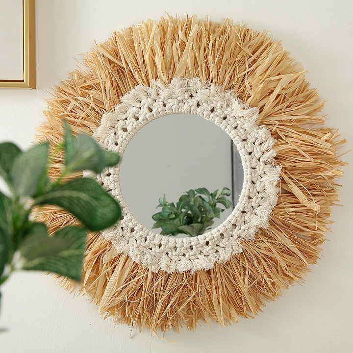 Decorative Macrame Sunburst Wall Mirror Kalsten