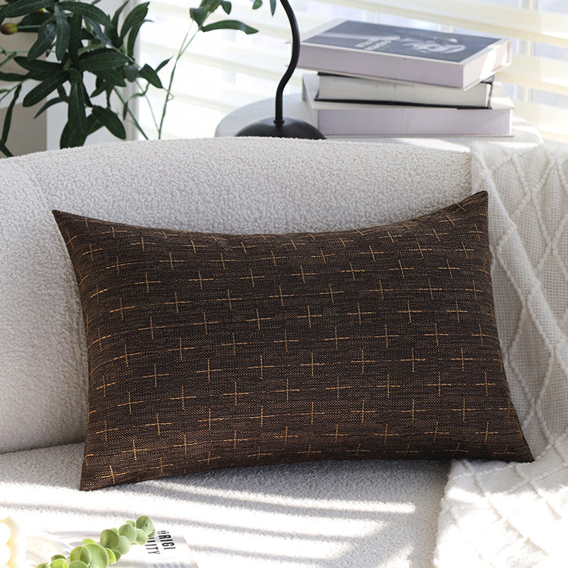 Square cushion cover in Scandinavian minimal style with woven cross pattern and natural linen look Kalsten
