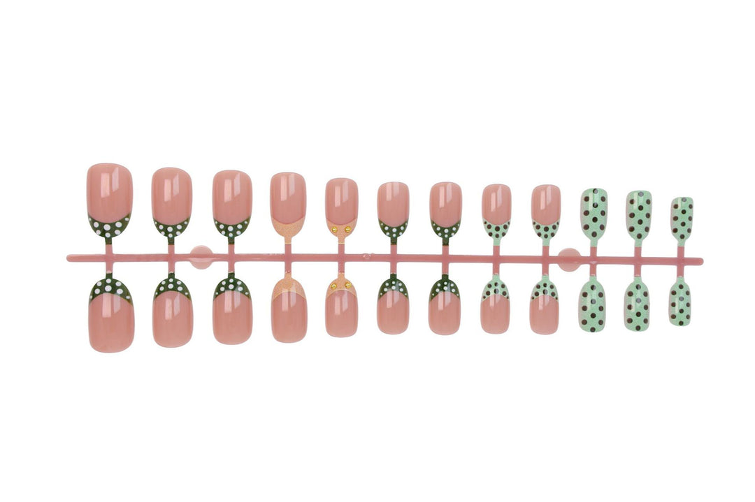 Artificial nail set with creative dot and glitter design Kalsten