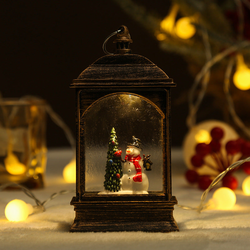 Nostalgic Snowman Lantern with Glitter Effects Kalsten