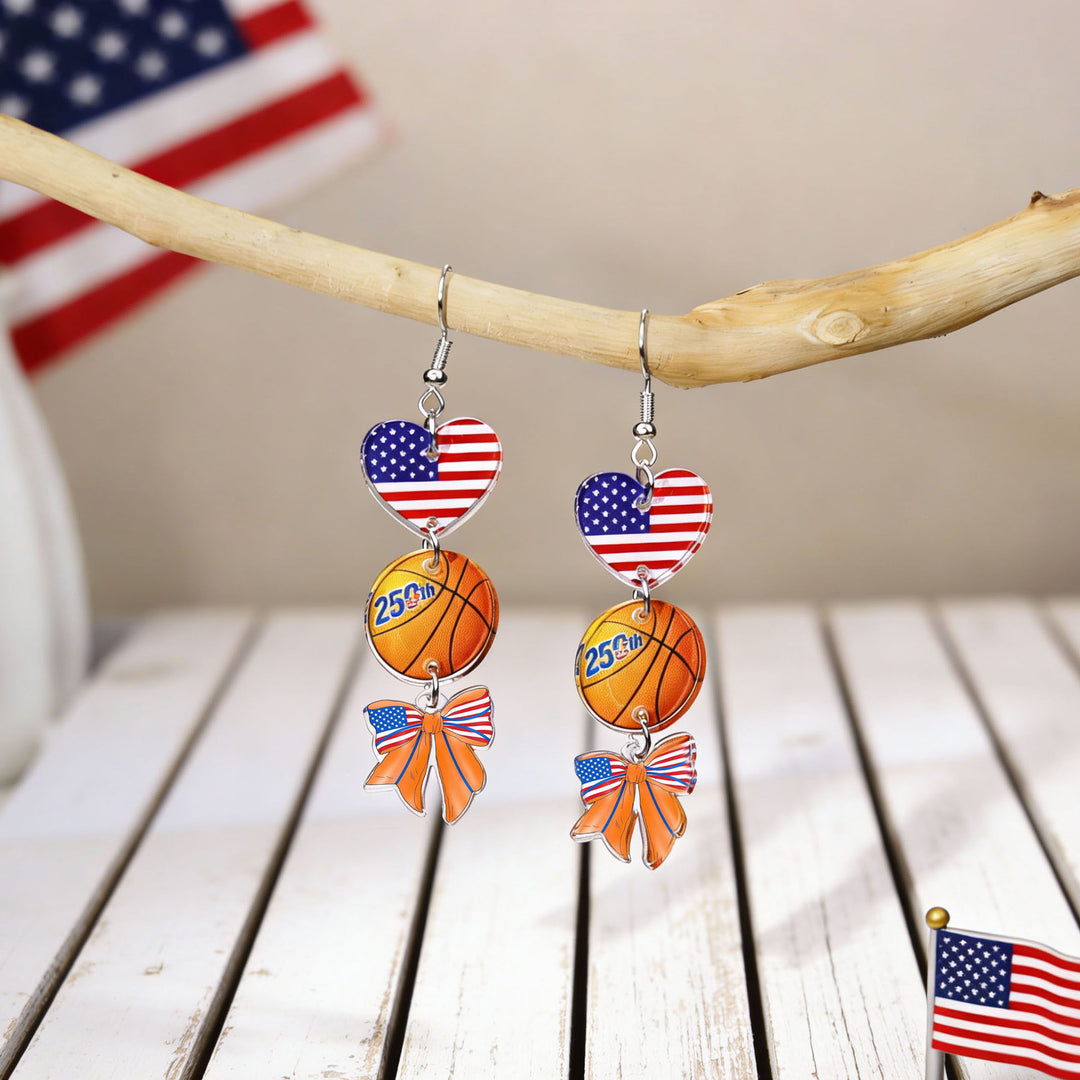 Women's eye-catching statement earrings made of acrylic with patriotic bow pendant Kalsten