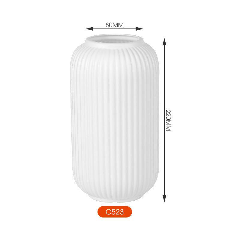 Elegant Vertical Ribbed Ceramic Vase Kalsten