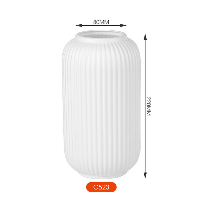 Elegant Vertical Ribbed Ceramic Vase Kalsten