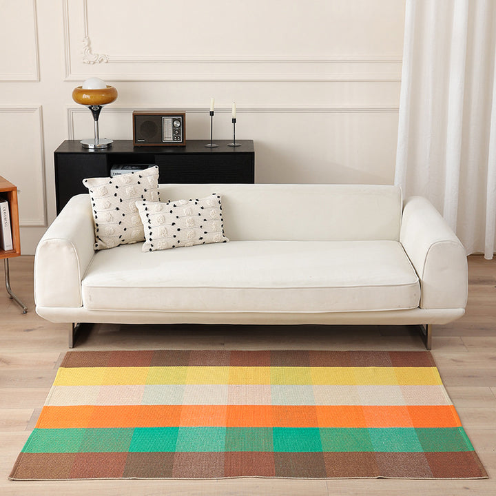 Flat-woven living and dining room rug