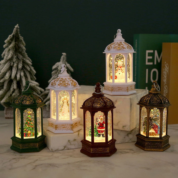 Nostalgic Christmas lantern with moving Santa Claus Kalsten