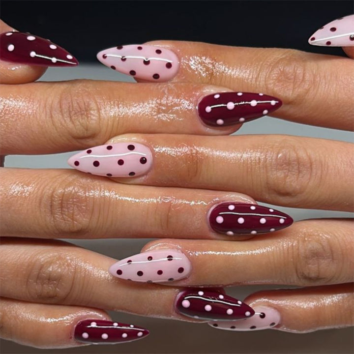 Artistic Polka Dot Stiletto Press-On Nails Kalsten