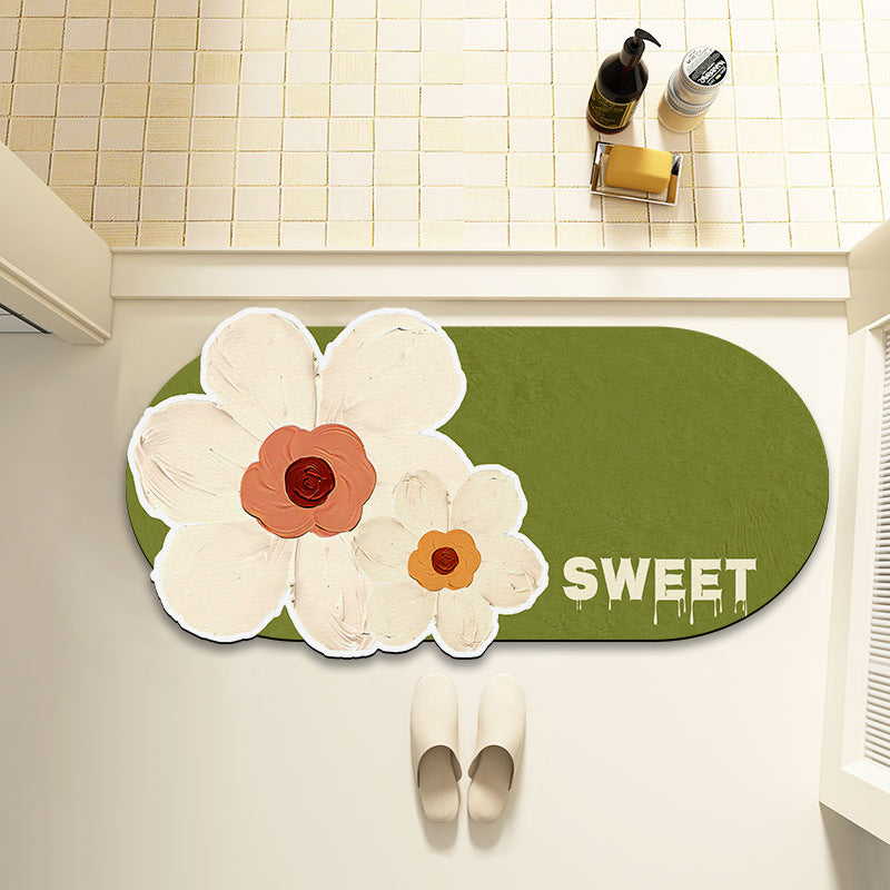 Floral Print Oval Area Mat