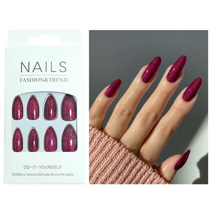 Glamorous Glittery Almond-Shaped Press-On Nails Kalsten