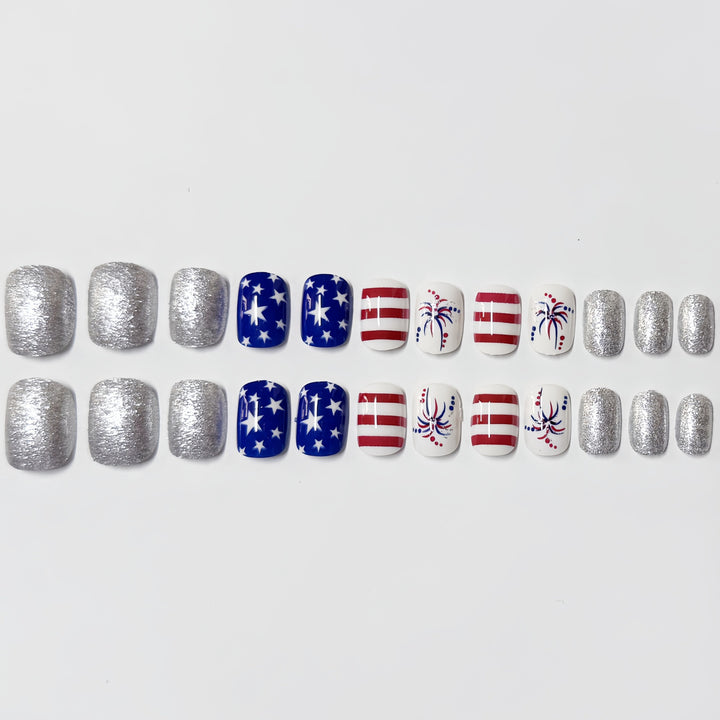 Patriotic Themed Press-On Nail Art Set Kalsten
